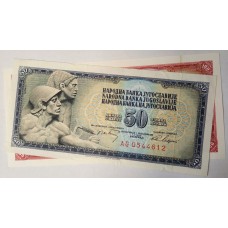 YUGOSLAVIA 1965-1968 . FIFTY 50 and ONE HUNDRED 100 DINARA BANKNOTES